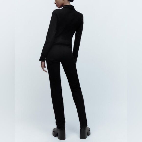 Zara Black Jumpsuit Zippers New - Picture 9 of 11